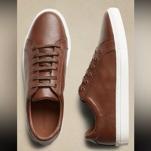 NEW Banana Republic Men’s Vegan Leather Sneakers in Cognac, size 10.5